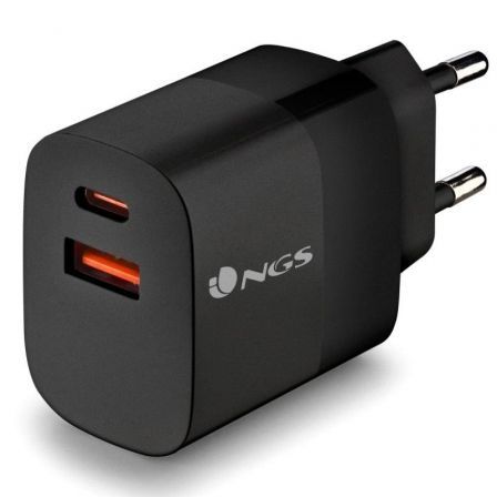 NGS Cargador de Pared GaN BUD33W 33W USB-C y USB-A Negro NGS Cargador de Pared GaN BUD33W 33W USB-C y USB-A Negro